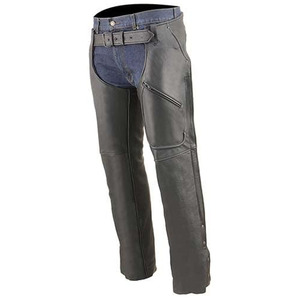 Samroz Sports <b>Men's</b> Premium <b>Leather</b> Motorcycle <b>Chaps</b>-Fully Lined Coin Pocket Customizable Logo Color Front Position All Seasons - Product Image 5