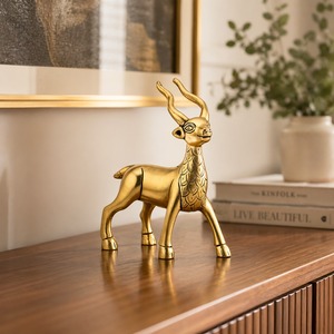 SHUBHAM - Estatua de Ciervo Personalizada en Latón Chapado en Oro, Figura de Animal Pulida, Decoración para el Hogar, Adorno Religioso, Recuerdo - Product Image 3