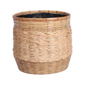 Pots de fleurs coniques en bambou du Vietnam et jardinières écologiques avec doublure en ciment unique-Décoration intérieure de bougeoir de Noël - Product Image 4