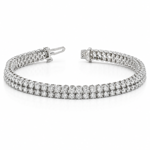 Bracelet tennis en diamants véritables 2,00 TCW |   Bracelet en or blanc serti de diamants sur deux rangées |   Bijoux fins de 7 pouces pour femmes, cadeau de luxe - Product Image 3