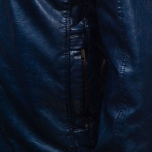 Veste à col roulé en cuir véritable et toile, coupe décontractée, taille personnalisée, pour homme, hiver 2025, nouvelle collection, imperméable, écologique, style urbain - Product Image 6
