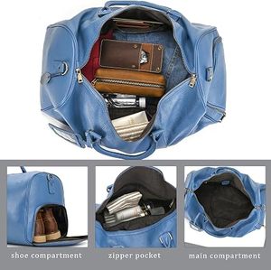 Men's Genuine Leather Customizable Size & Closure High Quality Eco-Friendly <b>Overnight</b> Travel Duffle <b>Bag</b>-Cabin Carry-On Weekender - Product Image 4