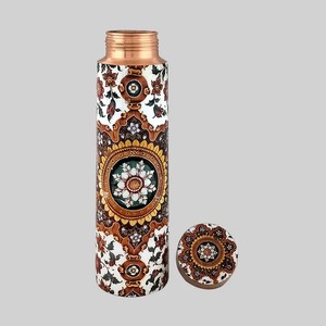 ขวดน้ำทองแดงลายดอกไม้ พร้อมฝาปิดแบบพกพาสำหรับเดินทาง - Product Image 6