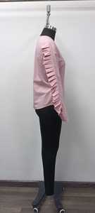 เสื้อเชิ้ตผู้หญิงสีชมพู คอจีน แขนยาว แต่งระบาย ติดกระดุม ทรงคลาสสิก ผ้าป๊อปลิน ความยาวปกติ ใส่ได้ทุกฤดู - Product Image 3