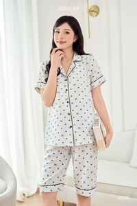 ชุดคลุมท้องผ้าลินิน B2 MUM B918 เนื้อผ้านุ่ม ยืดหยุ่นเล็กน้อย ระบายอากาศได้ดี เสื้อคลุมคอปก มีช่องให้นมบุตร ปรับได้ด้วยยางยืด - Product Image 6