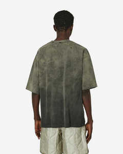 T-shirt décontracté pour homme en coton vert uni, coupe oversize, manches courtes, col rond, tissu tissé teint en pièce - Product Image 4