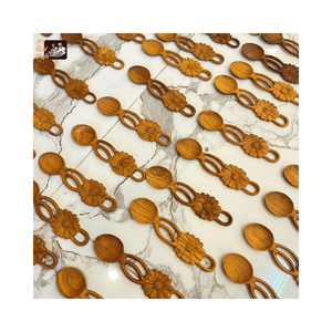 Ensemble de cuillères de cuisine en bois naturel écologique au design minimaliste avec logo personnalisé, réutilisables, antiadhésives, cadeau d'entreprise, cuillère de cuisine - Product Image 1