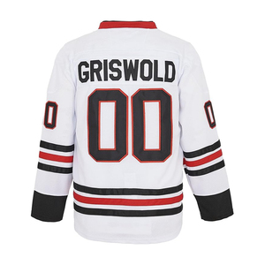 Maillot de hockey sur glace unisexe Griswold à col en V, blanc, rouge, noir, impression du nom du joueur, manches longues, coupe régulière, respirant, séchage rapide, personnalisable - Product Image 4