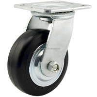 Roue pivotante à roulement à billes pour charges moyennes/lourdes, haute température, 46,8 pouces, bande de roulement plate noire, en fer, avec frein, capacité de charge 200-350 kg
