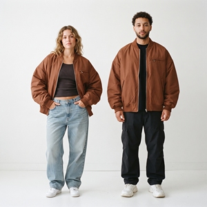 Veste bomber légère à fermeture éclair pour homme et femme, veste décontractée en nylon et élasthanne 100%, veste de baseball à col rond, manches longues, veste bomber - Product Image 2