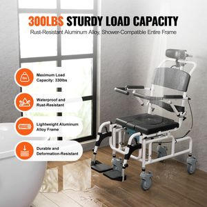 "Modern 17.5in Width Aluminum <b>Shower</b> <b>Chair</b> with Adjustable Roll and Brake" - Product Image 3
