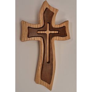 Croix en bois à finition naturelle pour la prière, panneau mural pour la réflexion spirituelle - Product Image 3