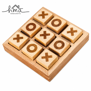Light Brown <b>Square</b> Wooden Tic Tac Toe Board With White Cross And Circle Blocks Decorative Tabletop Puzzle Game <b>Set</b> - Product Image 4