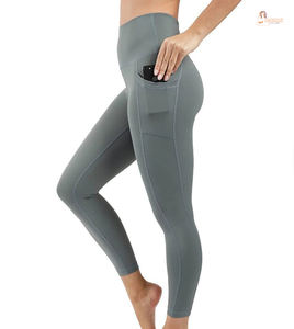 Leggings de sport décontractés pour femmes, taille haute, 100% coton tricoté, respirants, pour la course à pied, la gym, le yoga, séchage rapide, légers - Product Image 1