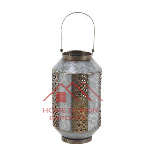 Lanterne à bougie en métal faite à la main avec finition émail brillant - Product Image 2