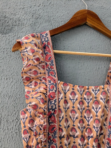 Vestido Estampado a Mano con Bloques, Estampado Floral, Hecho a Mano en India, Vestido de Algodón con Estampado de Bloques, Vestido de Capas para Mujer - Product Image 3