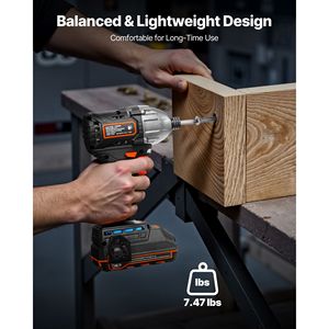 Kit de Atornillador de Impacto Inalámbrico de 20 V con Motor sin Escobillas, 1/4 Pulgadas, 2800 RPM Velocidad Máxima, Incluye Cargador de Batería - para Manualidades - Product Image 3