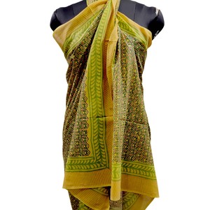 New Arrival Open Women's Beach <b>Sarong</b> Indian Cornflower <b>Blue</b> Hand Block Printed Cotton Floral Adult Summer Anti-Bacterial Quick - Product Image 2