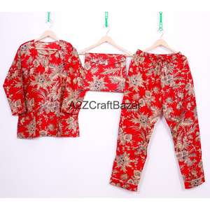 Vestido de Dormir Romántico de Lujo 100% Algodón, Estampado Floral Digital, Ropa de Dormir para Novia y Damas de Honor, Cintura Elástica, Transpirable - Product Image 1