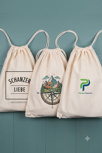 Custom Logo Screen Printed Cotton Canvas Drawstring <b>Backpack</b> | Promotional Eco-Friendly Cinch Bag for Events & Merchandise - Product Image 2
