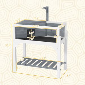 Terrario in Legno Grigio per Tartarughe con Ripiano Portaoggetti e Supporto per Lampada, Finestra Trasparente, Tetto Apribile, Arredamento per Animali Domestici - Product Image 2