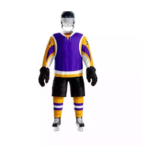 Maillot de hockey sur glace personnalisé de haute qualité, en coton/fibre de bambou, séchage rapide, manches courtes, broderie 3D, sangle réglable - Product Image 6
