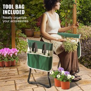 Panca da Giardinaggio Pieghevole con Cuscino EVA da 8 Pollici, Capacità di Carico 330 Libbre, per Attrezzi da Giardinaggio - Product Image 6