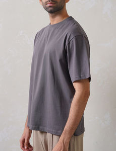 T-shirt surdimensionné 100 % coton, col rond, manches courtes, couleur unie, décontracté, épaules tombantes, effet délavé, logo personnalisé - Product Image 4