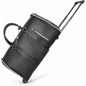 Sac de voyage en cuir avec bandoulière réglable, sac à main imperméable en polyester durable, sac de week-end extra large avec compartiment à chaussures - Product Image 6