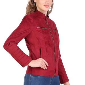 รับผลิตเสื้อแจ็คเก็ตหนังสไตล์บอมเบอร์สำหรับผู้หญิงแบบ OEM พร้อมรับทำแบรนด์ส่วนตัว  รับสกรีนโลโก้ตามแบบที่ต้องการ - Product Image 5