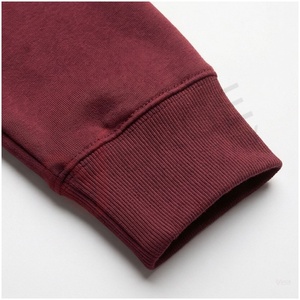 Ensemble de survêtement à capuche pour homme, couleur bordeaux, manches longues, couleur unie, coupe décontractée, vêtements d'automne, respirant, 100% coton, cordon de serrage - Product Image 6