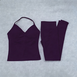 Ensemble de yoga sans couture pour femme, 2 pièces, respirant, en Spandex/Nylon, taille haute, style décontracté unique, confortable - Product Image 5