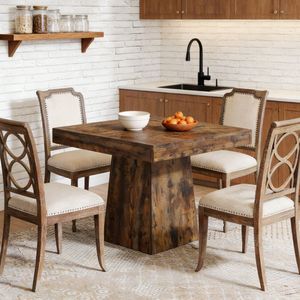 Tavolo da Pranzo Moderno Allungabile con Piano in Legno Massello e Pietra di Marmo, Include Sedie per Sala da Pranzo - Product Image 5
