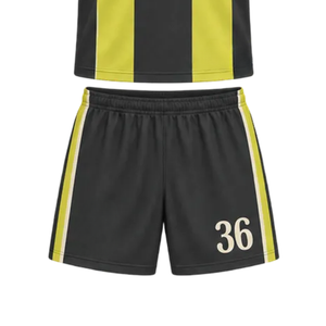 Ensemble d'uniformes de football unisexes rayés avec col rabattable, maillot et short assortis, kit d'équipe par sublimation, séchage rapide, taille élastique, respirant - Product Image 5