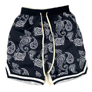 Shorts de basketball unisexe en velours côtelé côtelé style floral, coupe ample rétro, personnalisables, en maille, pour hommes et femmes - Product Image 3
