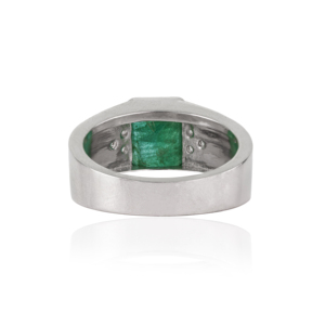 Bezel Setting 925 Sterling <b>Silver</b> 100% Authentic Octagon Shape <b>Emerald</b> & Diamond Wide Band Unisex <b>Ring</b> Party Wear Jewelry - Product Image 6