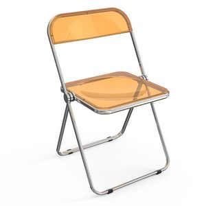 2pcs Orange Transparent Foldable Patio Plastic Folding Chairs Premium Outdoor Furniture - Product Image 1