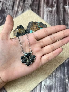 Handmade Blackjack Turquoise <b>Necklace</b> Sterling Silver Boho Southwestern <b>Statement</b> Jewelry Gift for Her - Product Image 2