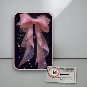 Placas Magnéticas Acrílicas para Pestañas con Lazo Rosa, Diseño Floral y Diamantes, Reutilizables, Impermeables, Marca Privada - Product Image 4