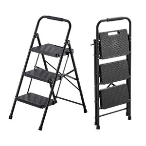 Scala Pieghevole in Acciaio a 3 Gradini Leggera con Pedale Antiscivolo e Impugnatura Confortevole, Capacità 600 Libbre, per Uso in Soffitta e Palestra - Product Image 1