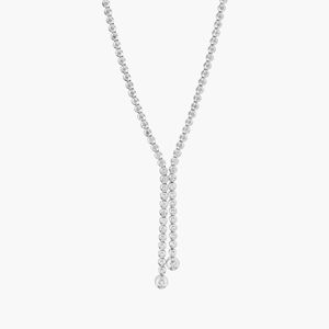 Diamond Lariat <b>Necklace</b> with 1.5 CTW Round Cut Diamonds in White Gold - Product Image 5