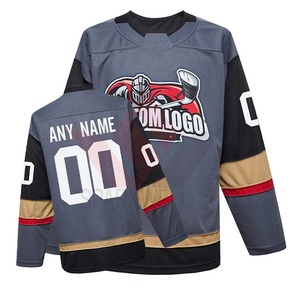 Custom Blue Ice Hockey Jersey Front Sublimated Personalized Player <b>Name</b> Team <b>Name</b> Full Sleeve Moisture Wicking 100% Polyester - Product Image 2
