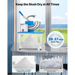 Macchina Elettrica Commerciale per Ghiaccio Tritato 661LBS/H, 350W, Acciaio Inossidabile, 4 Lame, Tritaghiaccio per Coni di Neve, 2000 Giri/min - Product Image 4