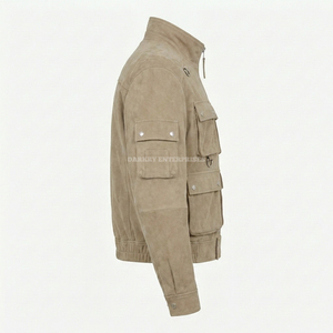 Custom Suede Leather <b>Utility</b> Bomber <b>Jacket</b> Detachable Hooded Multi Pocket Techwear Streetwear Wholesale <b>Men</b> Outwear Manufacturer - Product Image 4