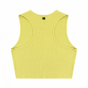 220 GSM Premium Cotton Jersey Light Yellow Crop <b>Top</b> Shirt Slim Fit Breathable Anti-Wrinkle Women's Custom Digital Print 3D - Product Image 2
