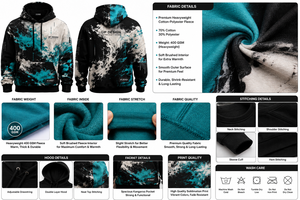 Sudadera con Capucha Personalizada para Hombre, Estilo Urbano, Invierno, Negra, Blanca y Verde Azulado, Talla Grande, Cuello Redondo, Gruesa, Informal, Corte Regular - Product Image 5