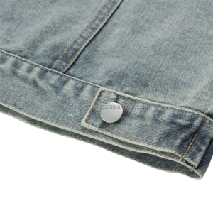 2025 OEM meilleure vente veste en jean gris sur mesure pour femmes col en cuir Durable haute qualité Denim lavé vestes de mode - Product Image 5