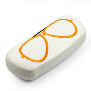 Étui à lunettes tendance avec motif brodé orange, étuis à lunettes de soleil semi-rigides rectangulaires - Product Image 3