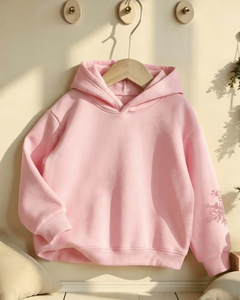 Pink Girls Hoodie Sweatshirt Pullover Hooded Long Sleeve Crew Neck Casual Wear - Product Image 1