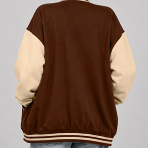 Trendy Women's Custom Varsity Jacket Snap <b>Button</b> Baseball Bomber Letterman Coat College Style Premium Casual Streetwear Fashion - Product Image 2
